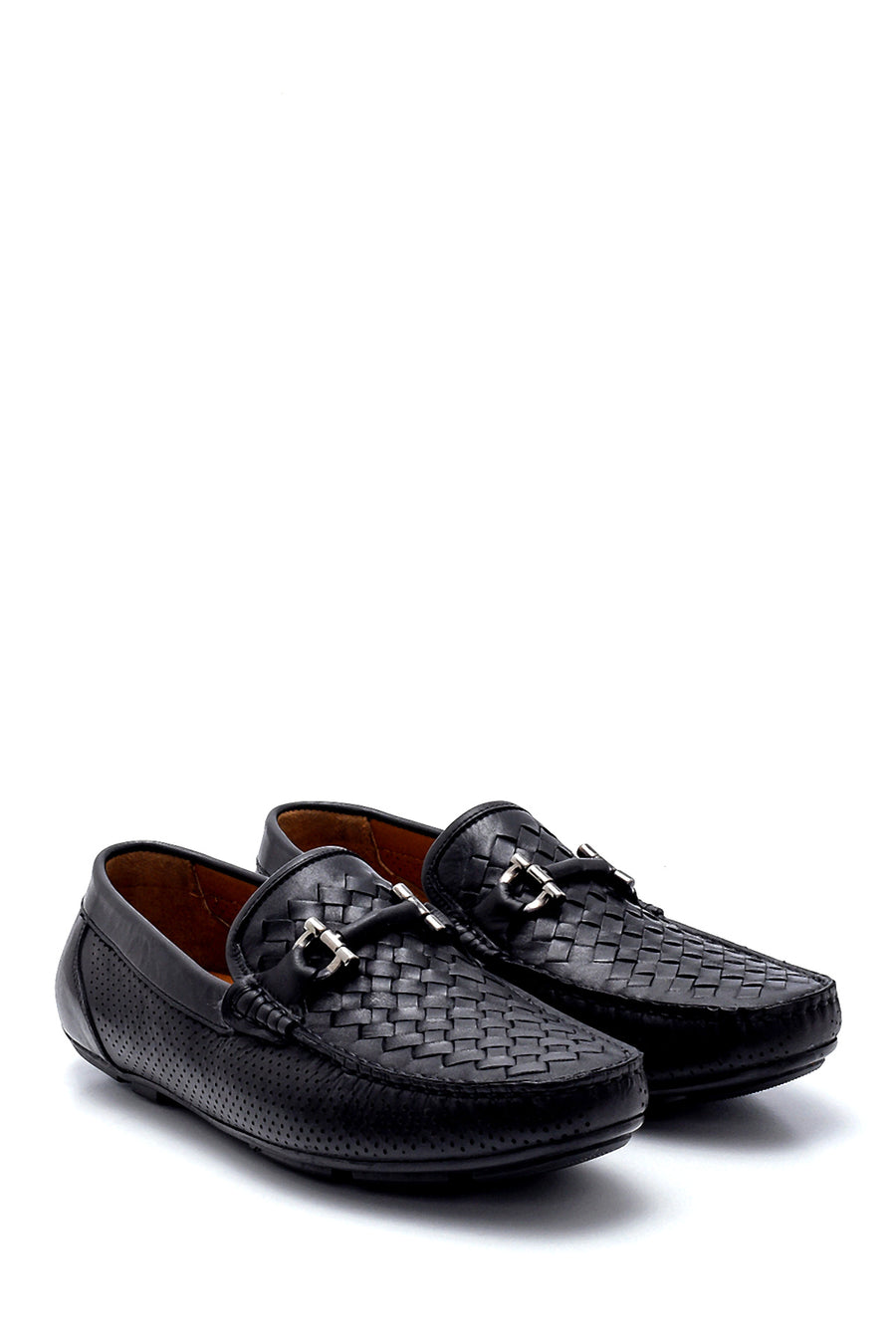 Erkek Deri Örgü Detaylı Loafer