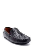 Men's Leather Knit Detailed Loafer | Derimod