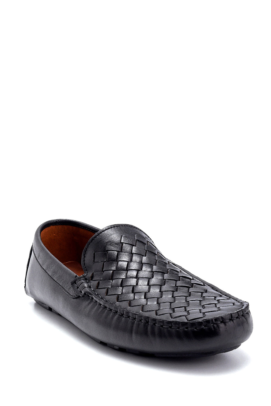 Men's Leather Knit Detailed Loafer