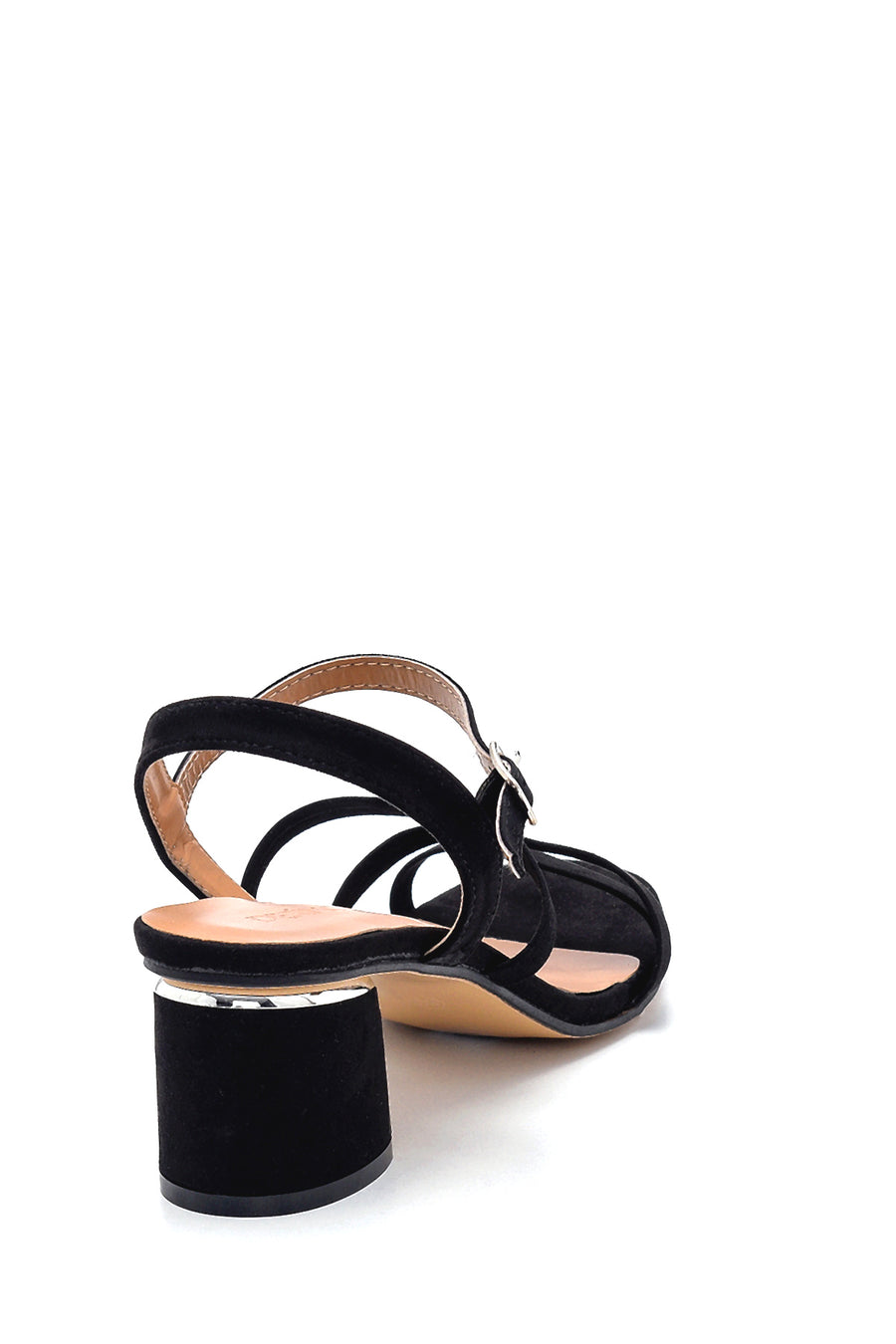 Women's Black Thick Heeled Sandals