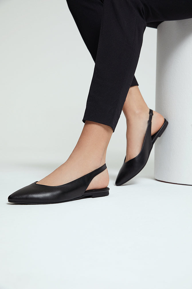 Women's Black Open Back Daily Ballet Flats 21SFE402118 | Derimod