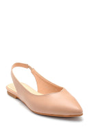 Women's Beige Open Back Daily Ballet Flats | Derimod