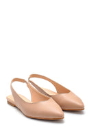 Women's Beige Open Back Daily Ballet Flats | Derimod