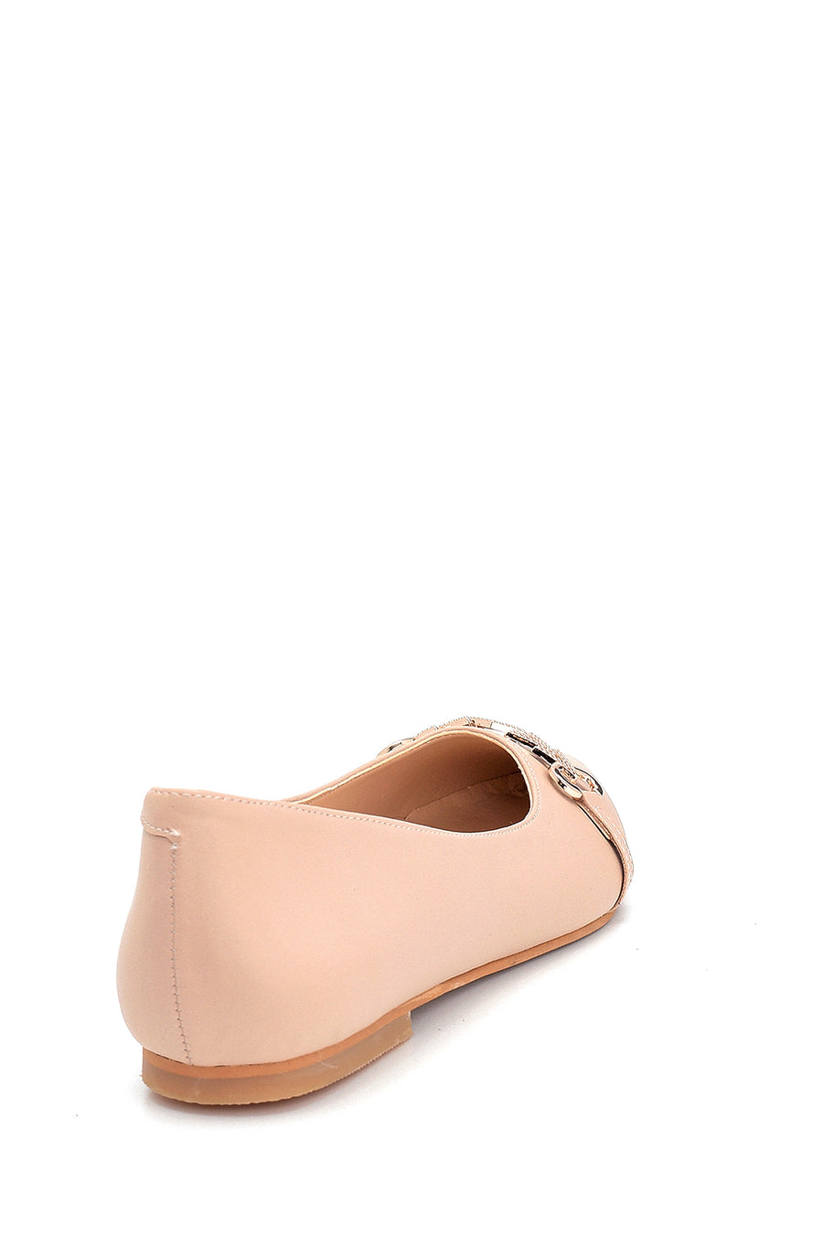 Women's Beige Buckle Ballerinas