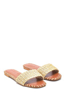 Women's Beige Straw Casual Flat Slippers | Derimod