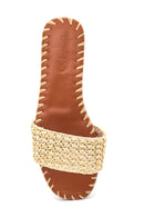 Women's Beige Straw Casual Flat Slippers | Derimod