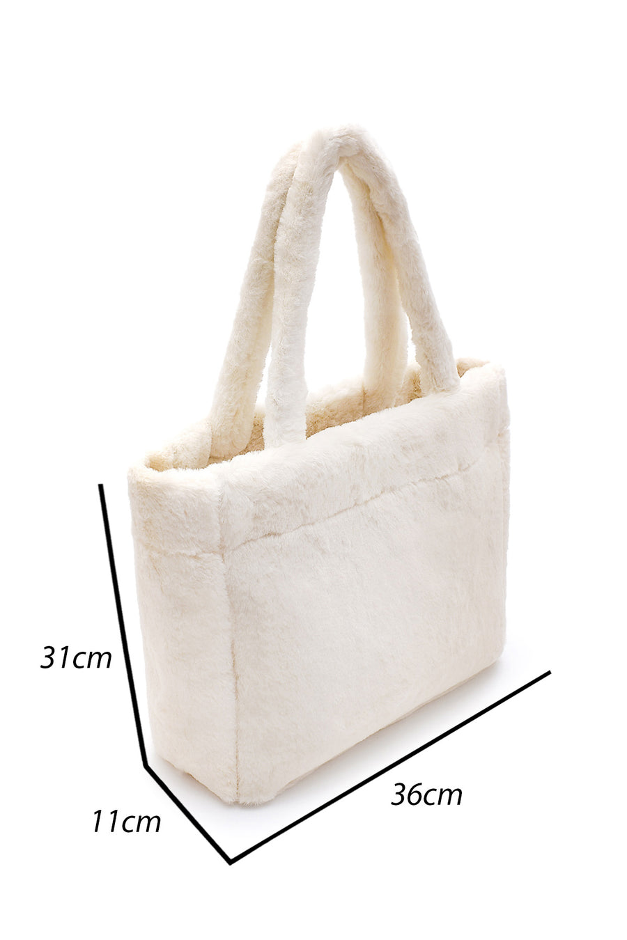 Women's Cream Plush Shoulder Bag