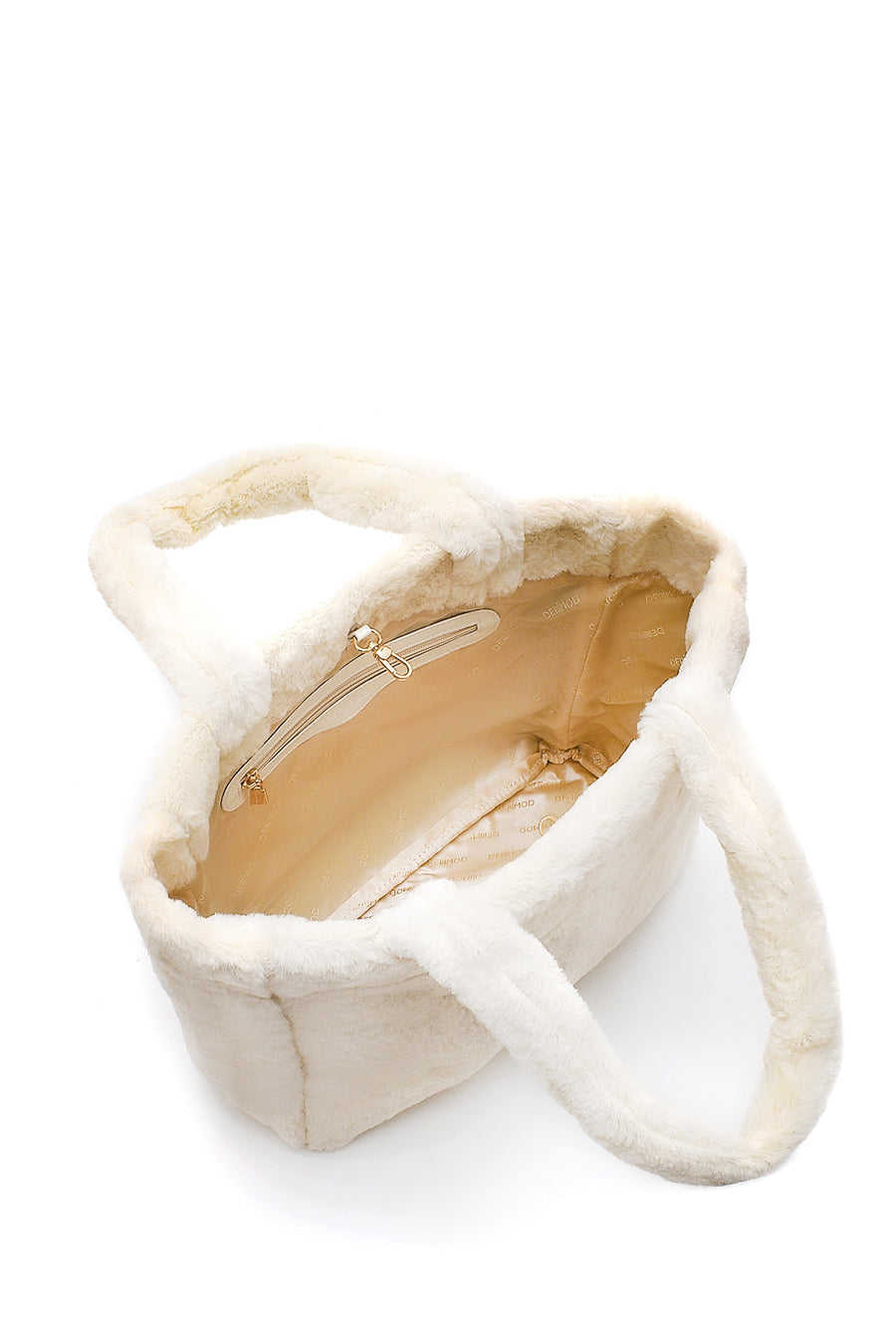 Women's Cream Plush Shoulder Bag