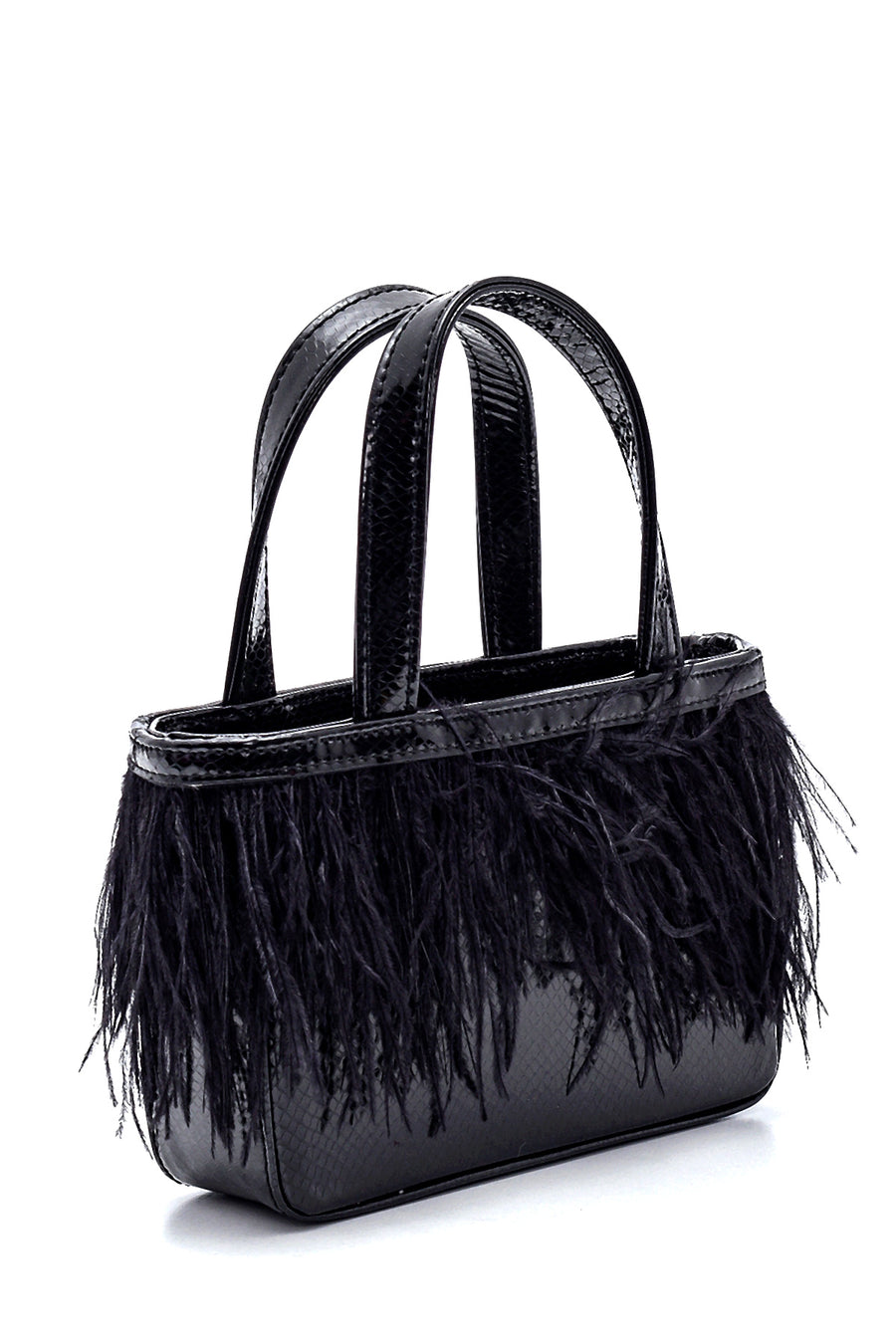 Women's Feathered Snake Patterned Derimod X Whenever Company Mini Hand Bag