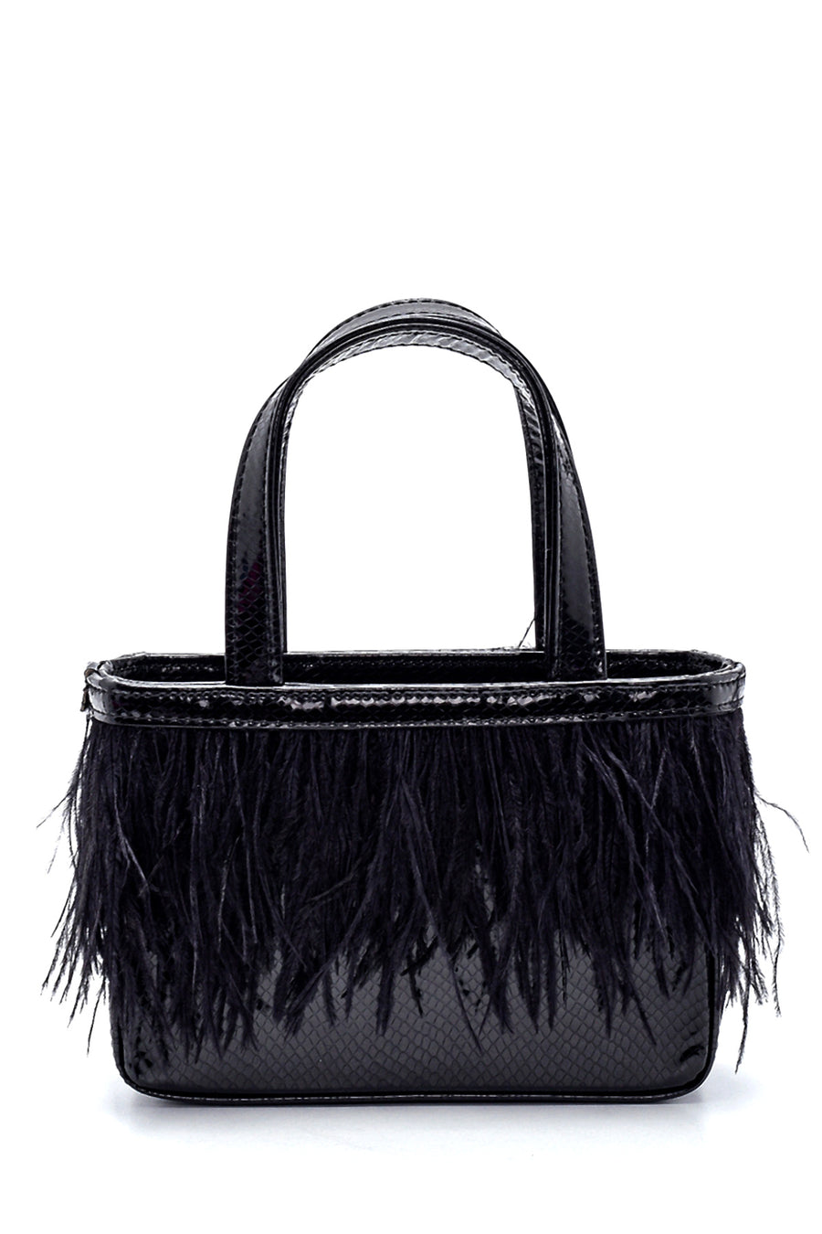 Women's Feathered Snake Patterned Derimod X Whenever Company Mini Hand Bag