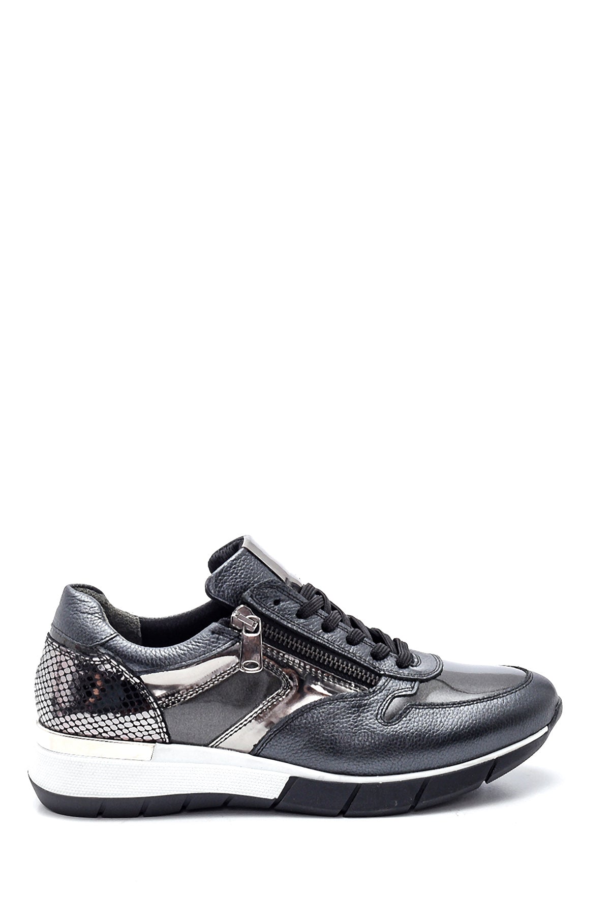 Women's Leather Zipper Detailed Sneaker 21WFD371014 | Derimod