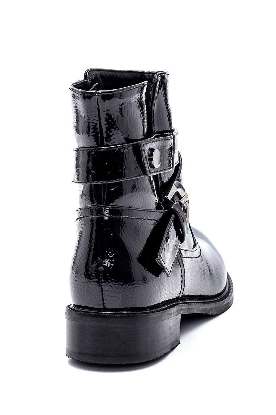 Women's Buckle Detailed Patent Leather Boots
