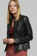 Venice Women's Black Leather Jacket | Derimod