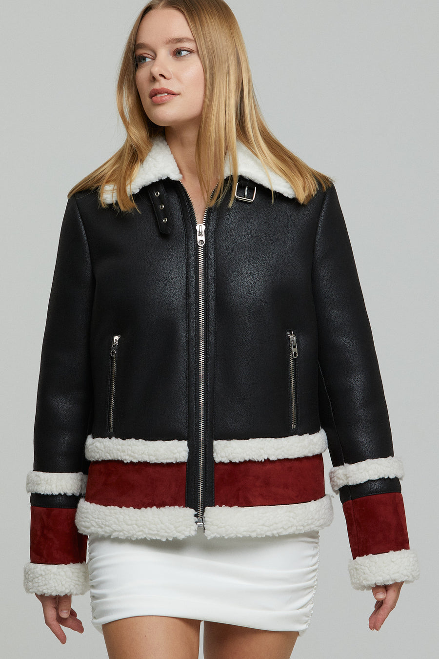Valtellina Women's Black Plush Leather Jacket 21WGD5939FF | Derimod