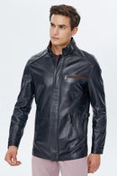 Harvey Men's Black Leather Coat | Derimod