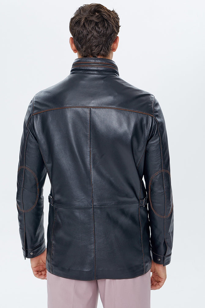 Harvey Men's Black Leather Coat