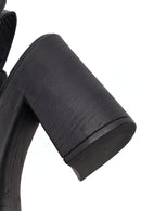 Women's Black Ankle Buckle Platform High Thick Heel Leather Sandals | Derimod