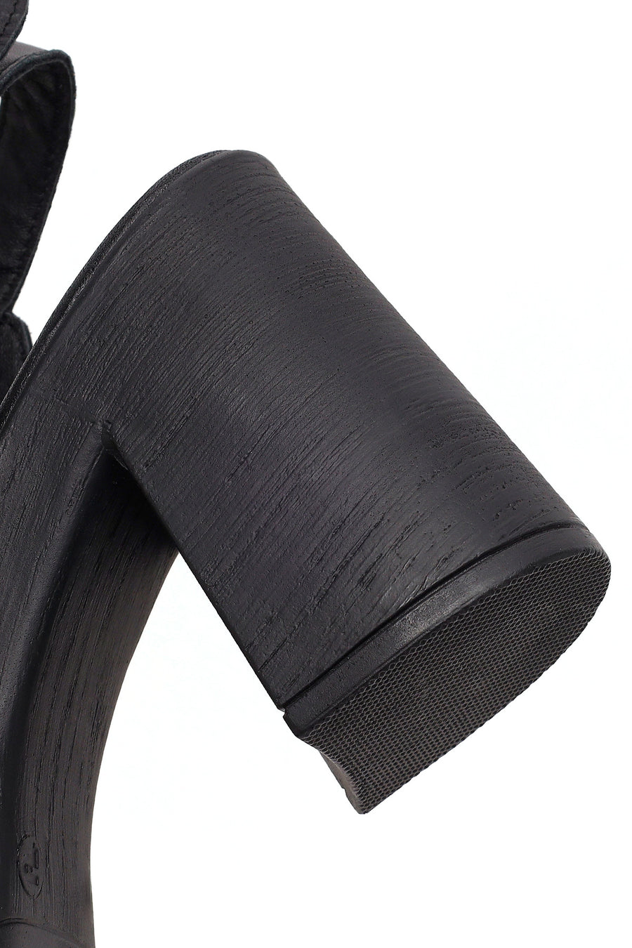 Women's Black Ankle Buckle Platform High Thick Heel Leather Sandals