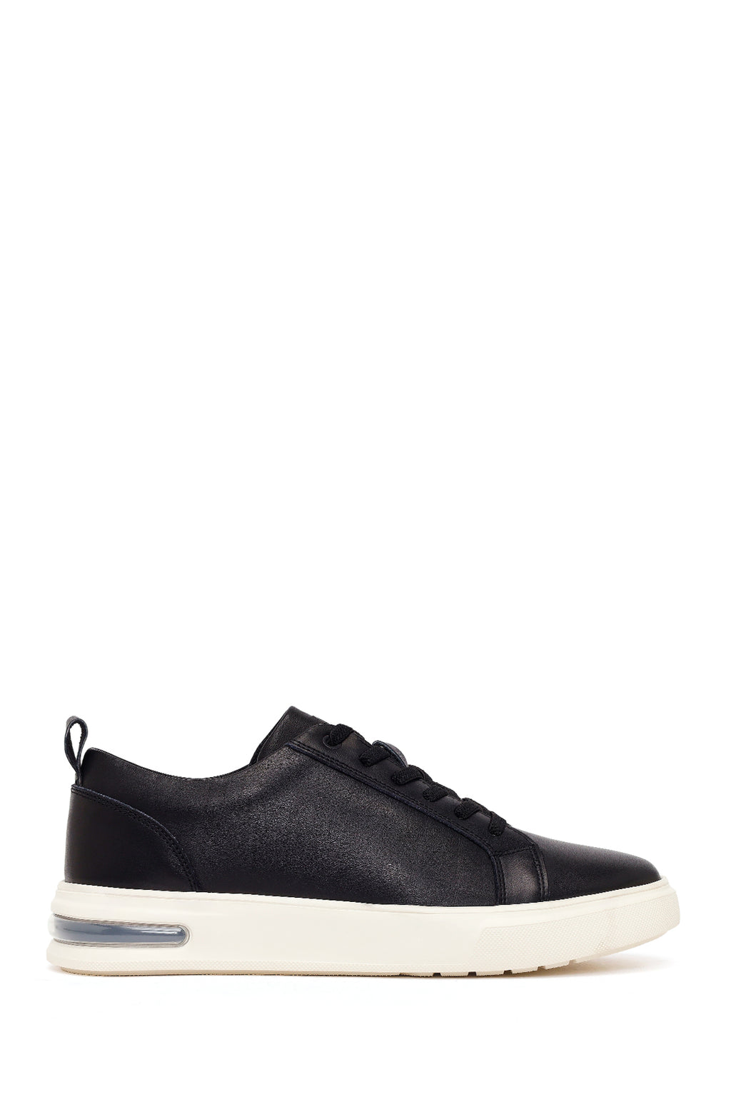 Erkek Siyah Bağcıklı Deri Sneaker