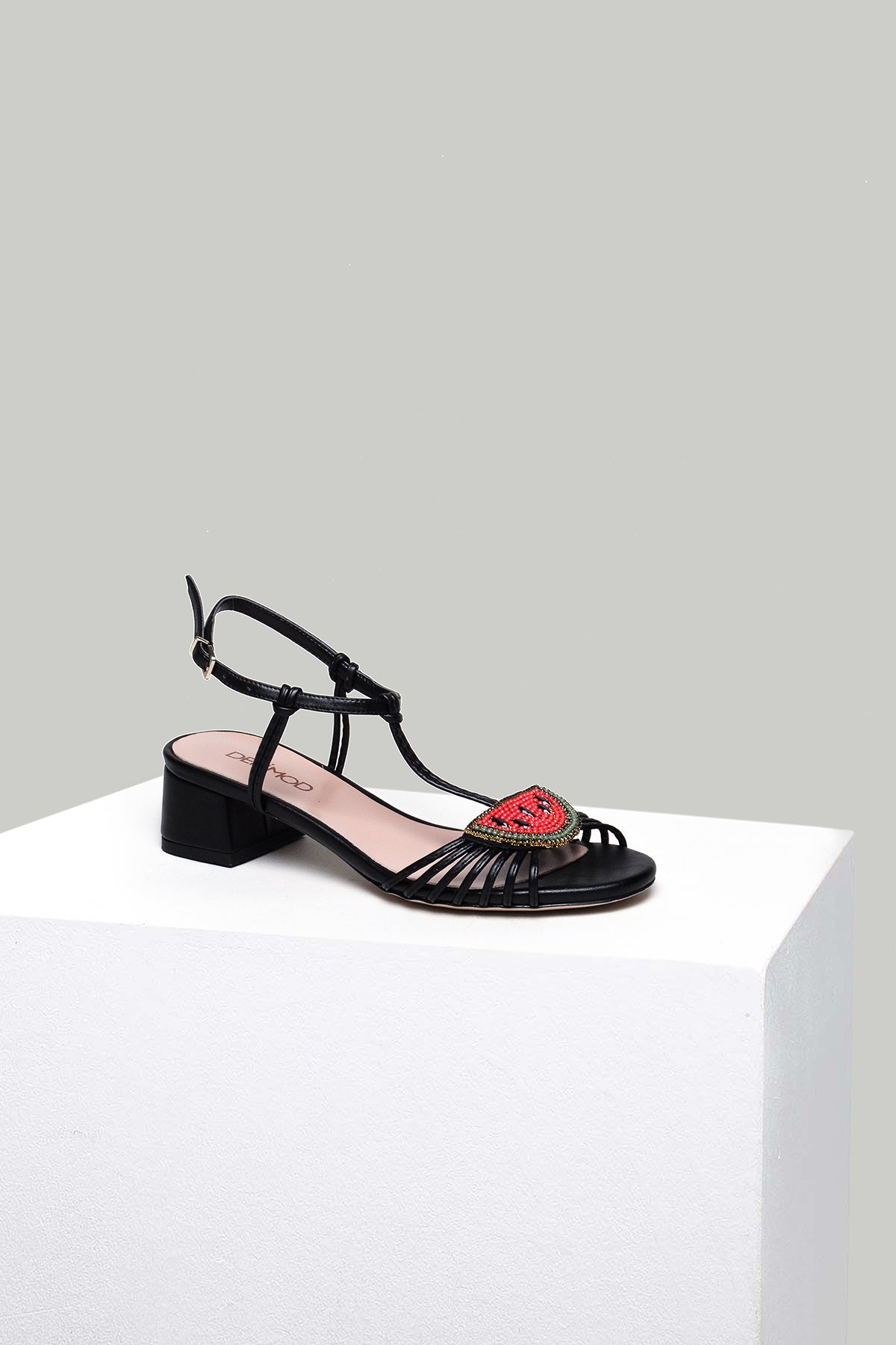 Watermelon Detailed Women's Heeled Leather Sandals 18SFD243418 | Derimod