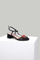 Watermelon Detailed Women's Heeled Leather Sandals | Derimod