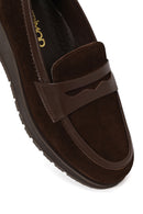 Woman Brown Wedge Heel Suede Comfort Loafer | Derimod