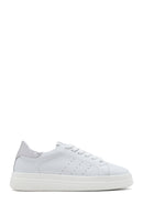 Woman White Lace-Up Leather Sneaker | Derimod