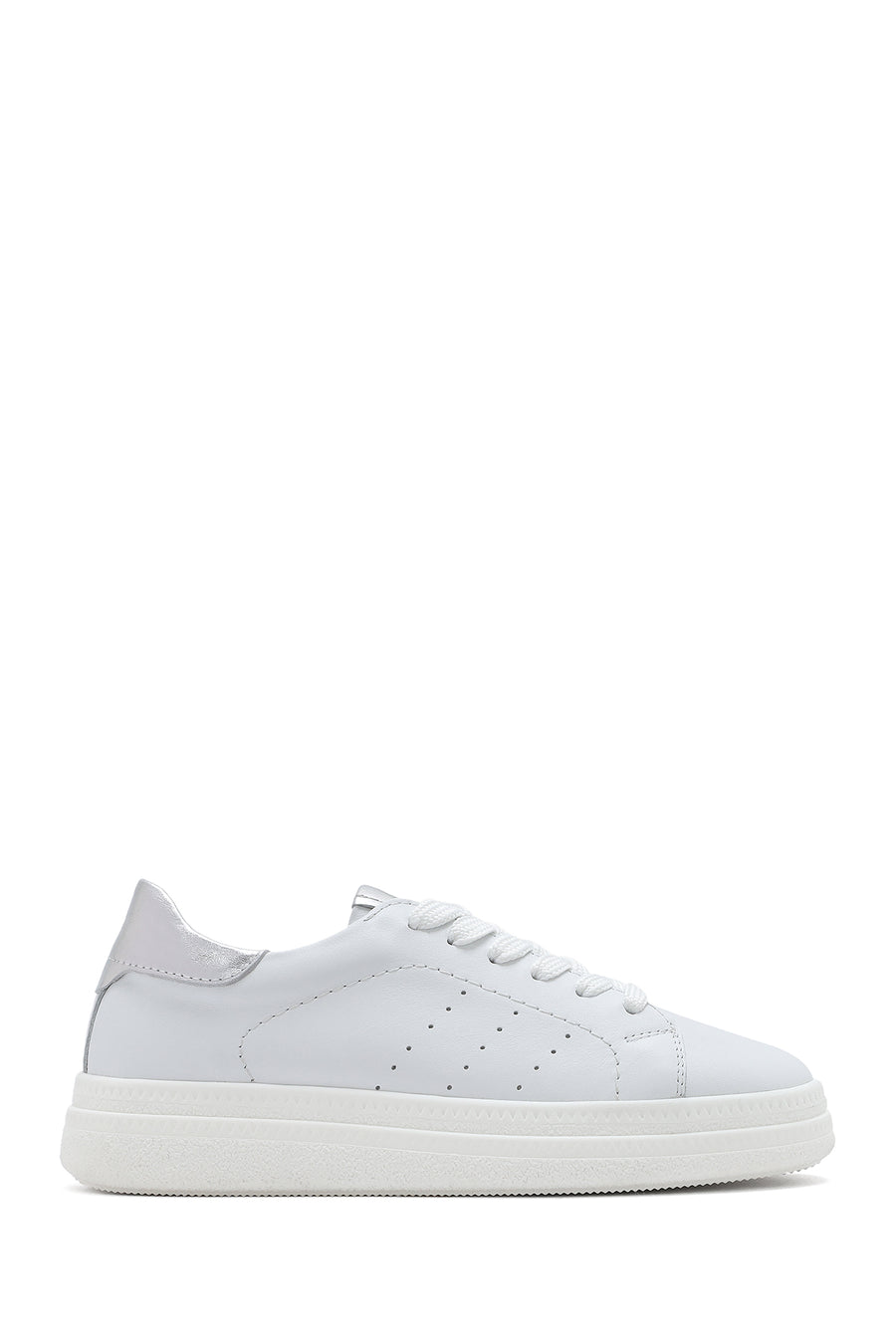 Woman White Lace-Up Leather Sneaker 25SFD510718 | Derimod