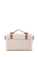 Women's Cream Long Strap Straw Crossbody Bag | Derimod