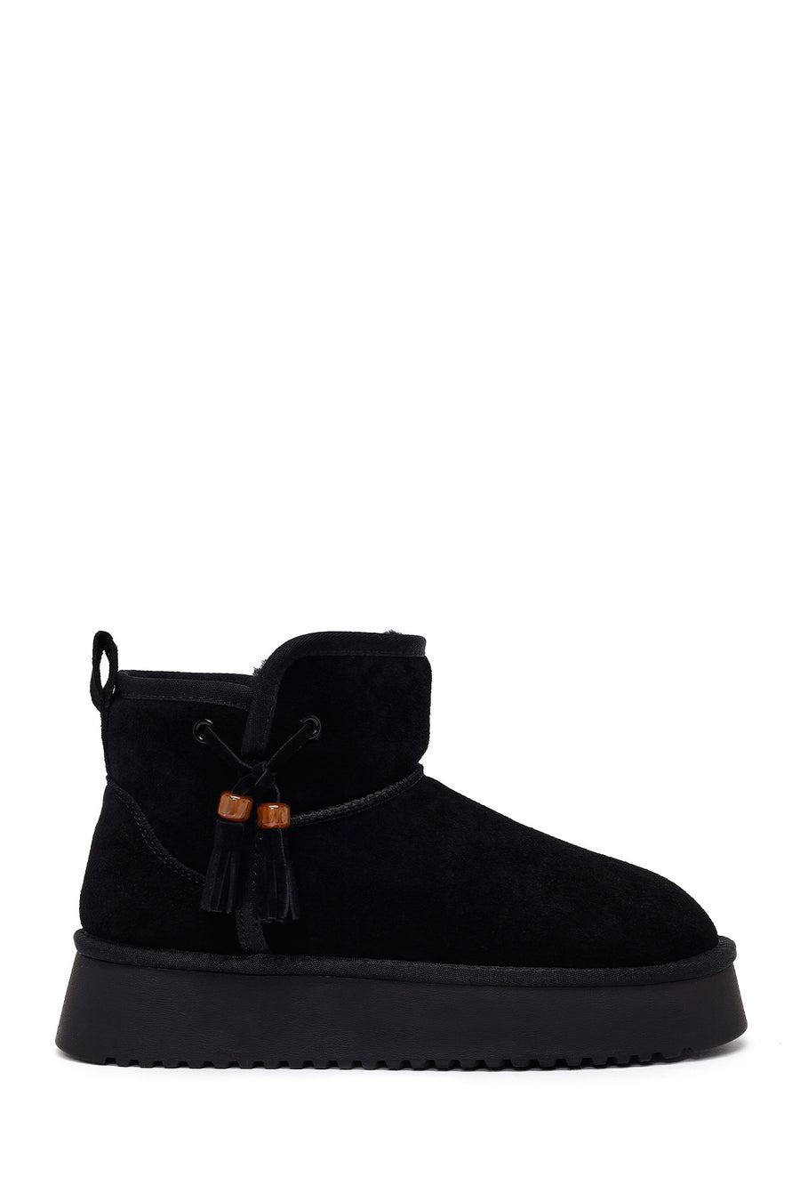 Woman Black Thick-Soled Suede Teddy Boots WF530038DS | Derimod