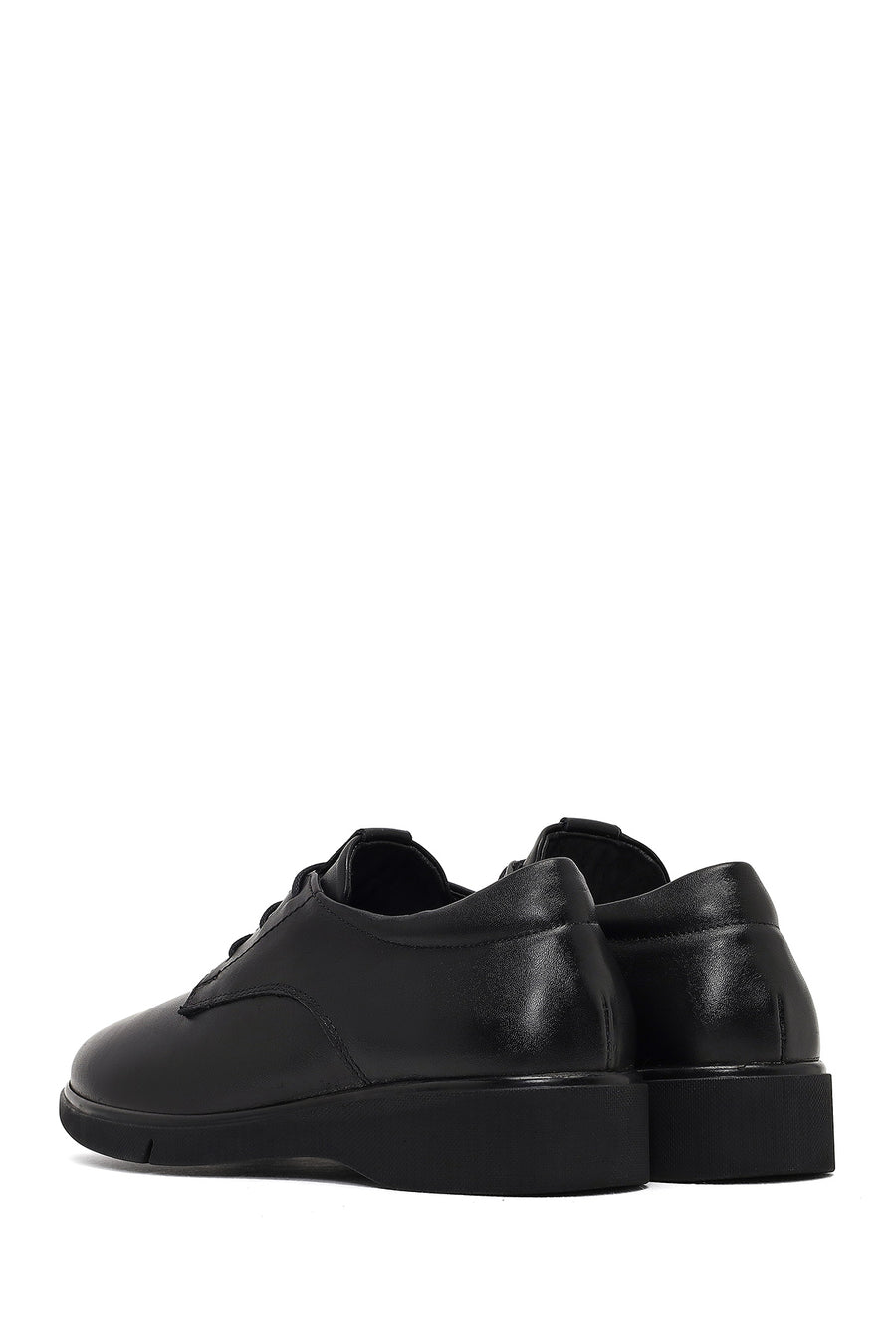 Women's Black Lace-up Leather Masculine Shoe