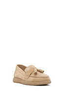 Women's Beige Suede Leather Comfort Loafer | Derimod