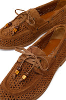 Woman Tan Tasselled Suede Leather Loafer | Derimod