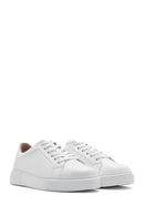 Women's White Lace-Up Leather Sneaker | Derimod