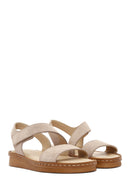 Women's Beige Suede Leather Comfort Sandals | Derimod