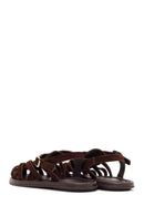 Woman Brown Buckled Suede Leather Sandals | Derimod