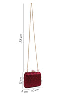 Woman Burgundy Long Chain Strap Stone-Embellished Mini Clutch Evening Bag | Derimod