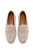 Women's Beige Mesh Suede Leather Loafer | Derimod