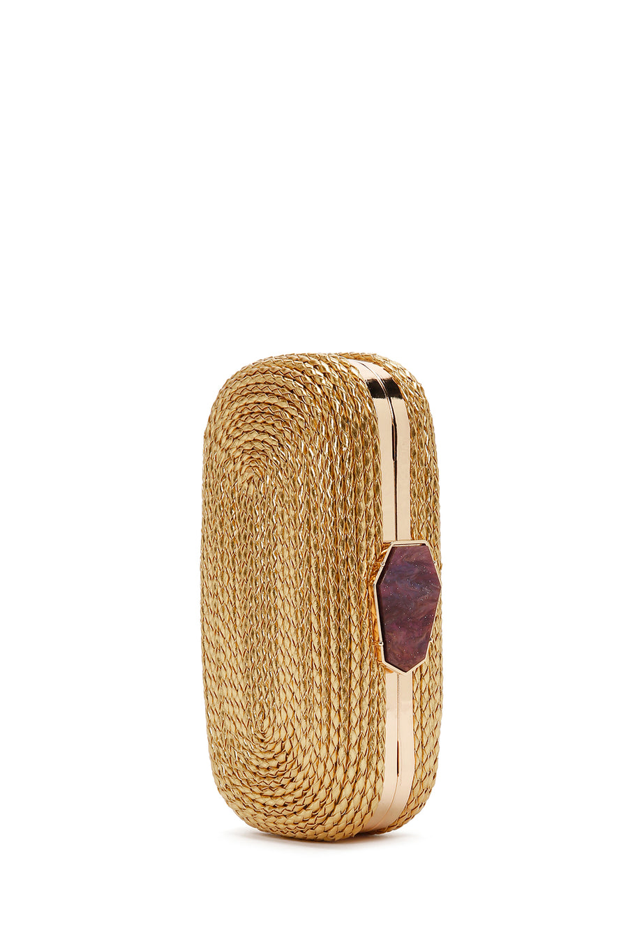 Women's Gold Long Strap Braided Mini Evening Clutch Bag