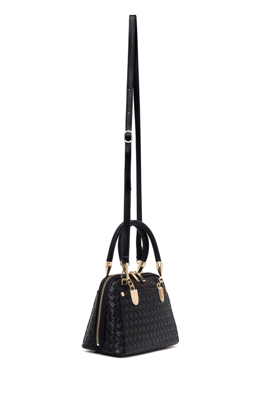 Woman Black Long-Strap Knitted Classic Shoulder Bag