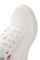Skechers Women's White Billion Lace-Up Zipper Detail Leather Sneakers | Derimod