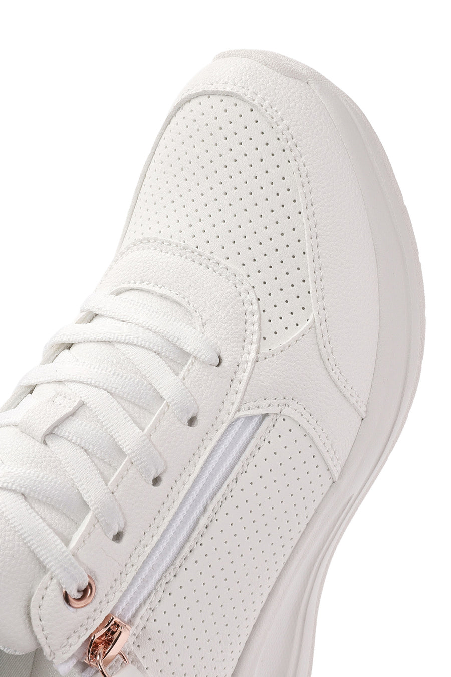 Skechers Women's White Billion Lace-Up Zipper Detail Leather Sneakers