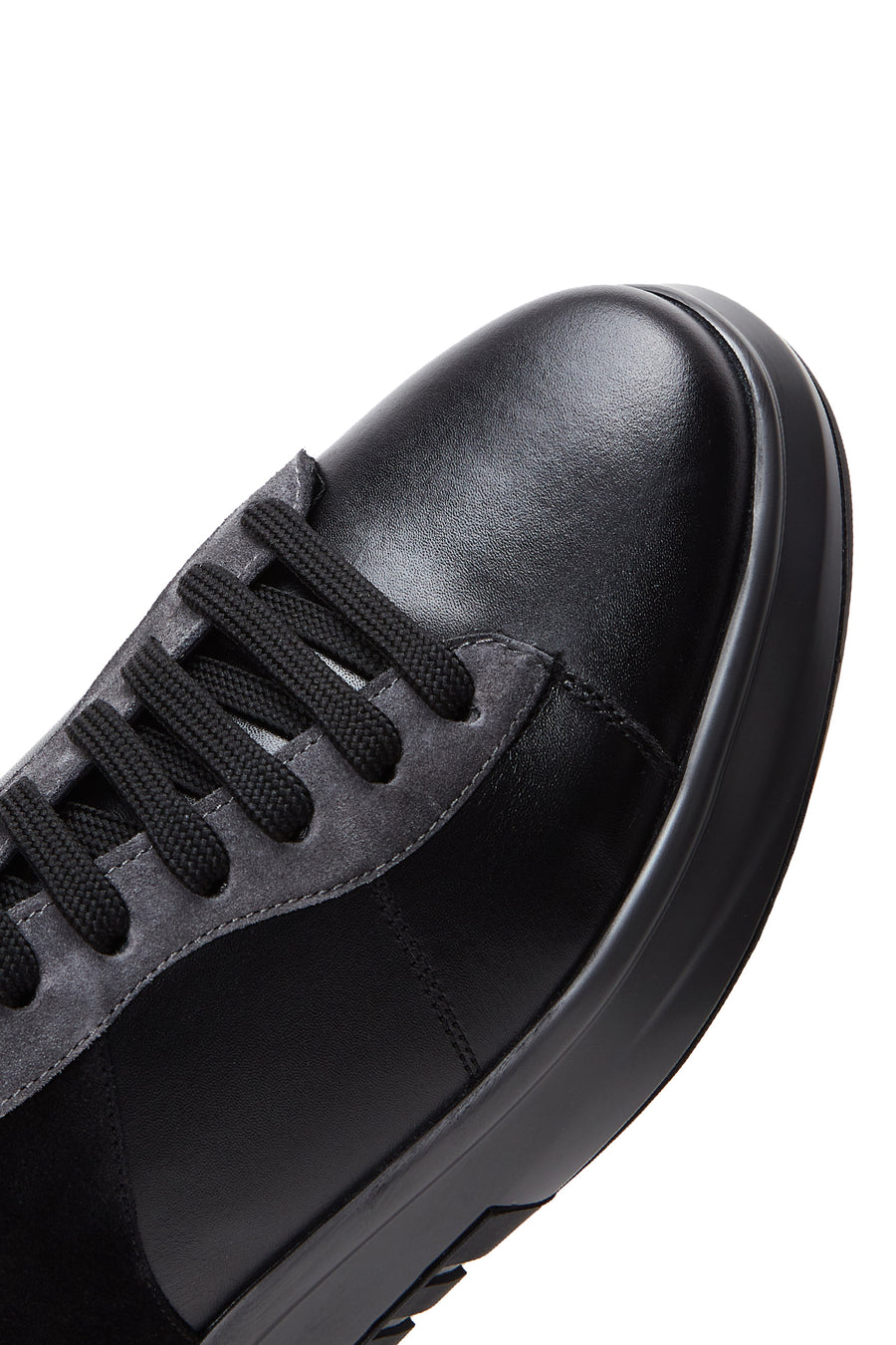 Erkek Siyah Deri Kalın Tabanlı Sneaker