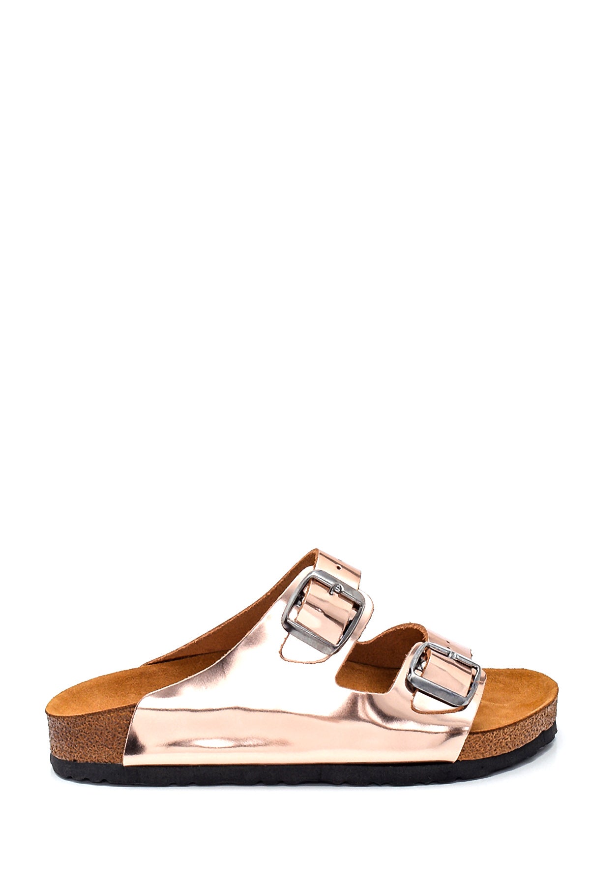Women's Pink Leather Double Buckle Casual Flat Slippers 21SFD530232 | Derimod