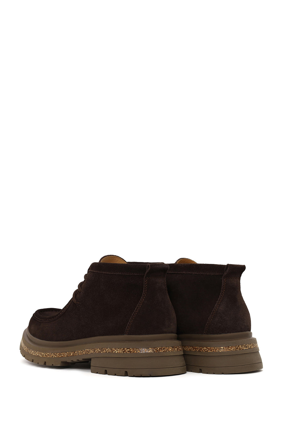 Male Brown Lace-up Thick-Soled Suede Casual Boots