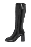 Women's Black Zipper High Thick Heel Boots | Derimod