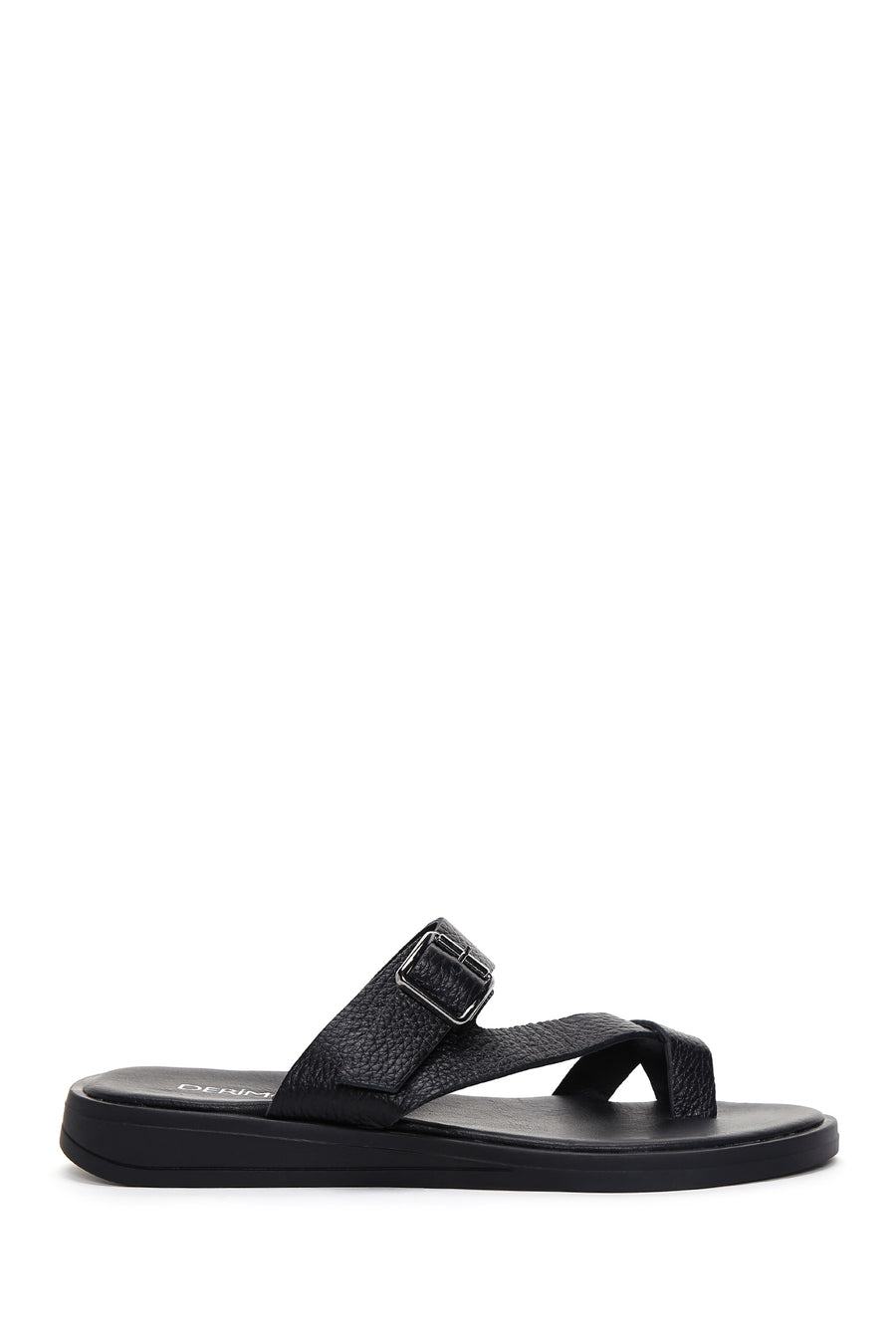 Women's Black Flip Flops Leather Slippers 25SFD1500FT | Derimod