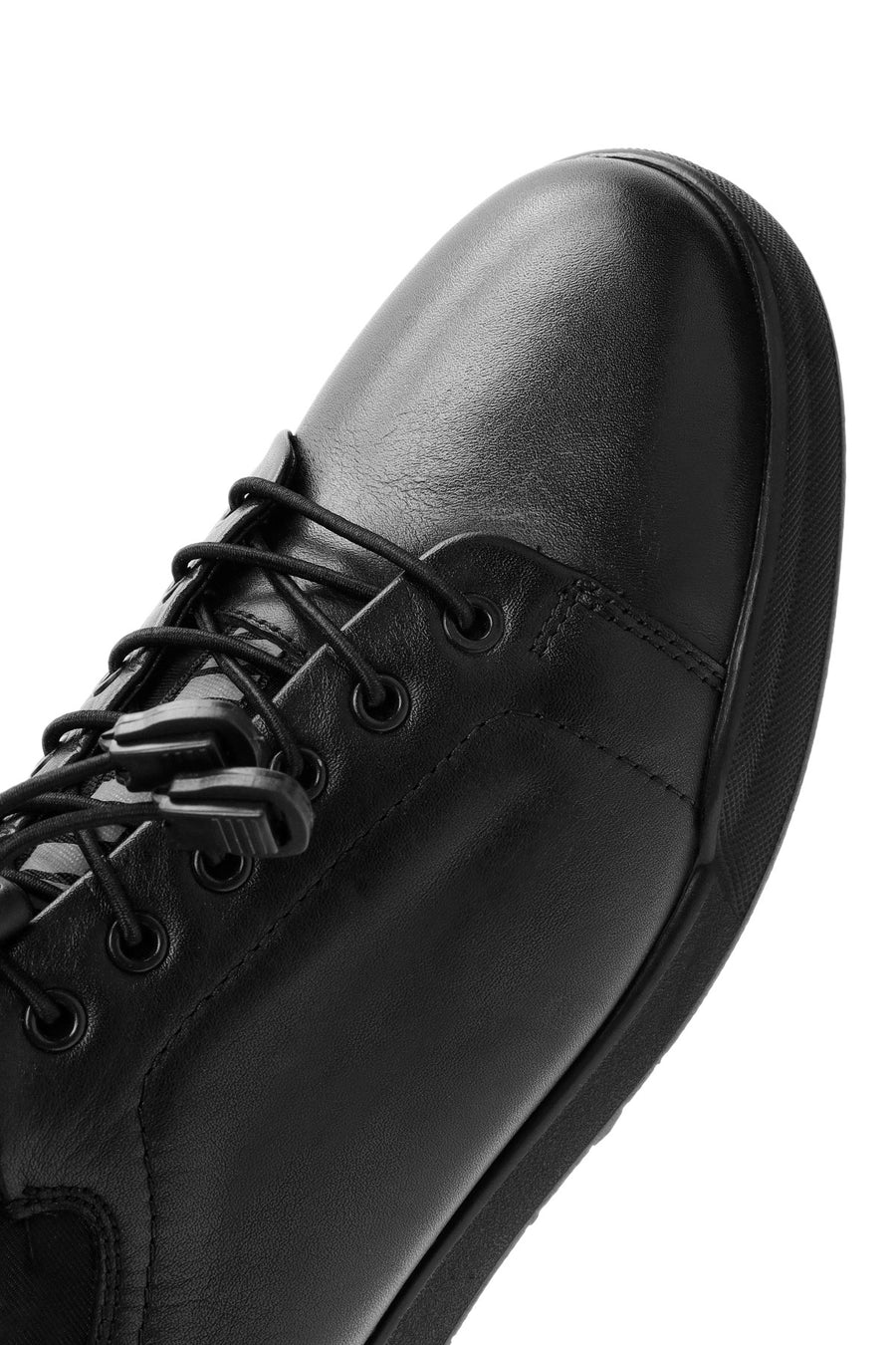 Erkek Siyah Bağcıklı Deri Sneaker