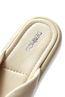 Women's Beige Leather Comfort Slippers | Derimod