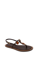 Woman Brown Embellished Toe-Post Sandal | Derimod
